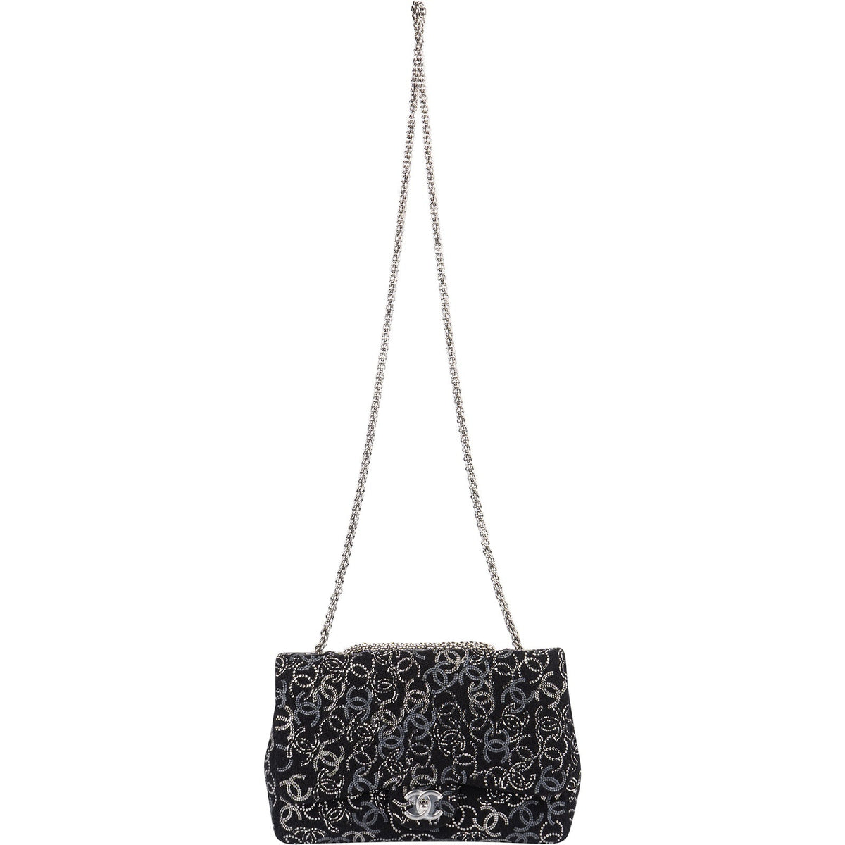 Chanel Sequin CC Jumbo Double Flap aus Tweed – Ansicht 11