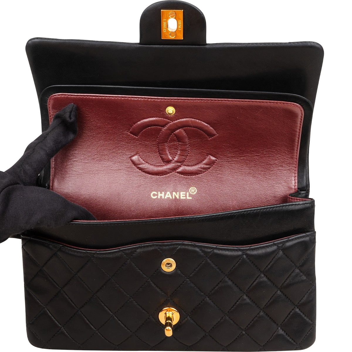 Chanel Quilted Lambskin Medium 24K Gold Double Flap Shoulder Bag