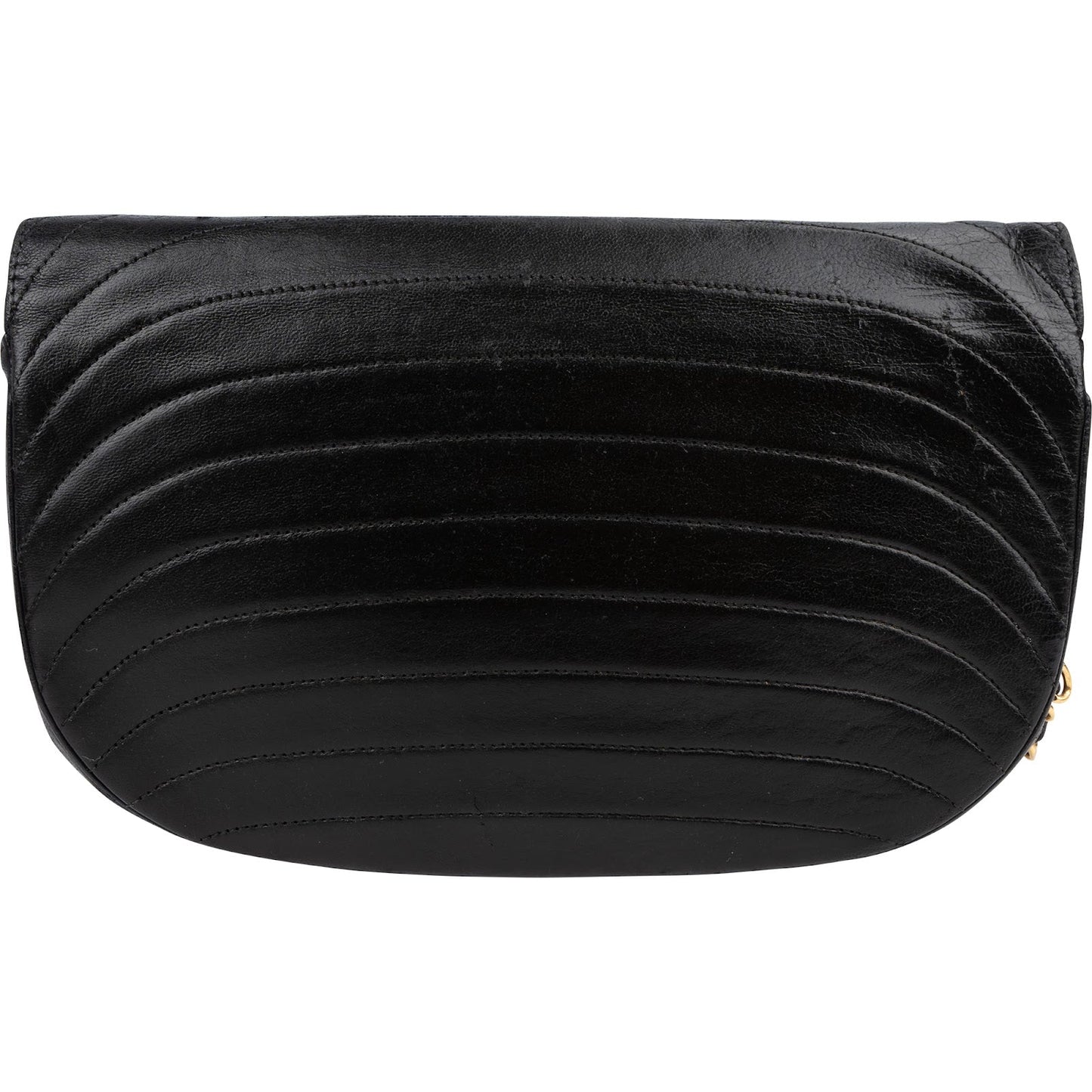 Chanel Quilted Lambskin Half Moon 24K Gold Single Flap Shoulder Bag