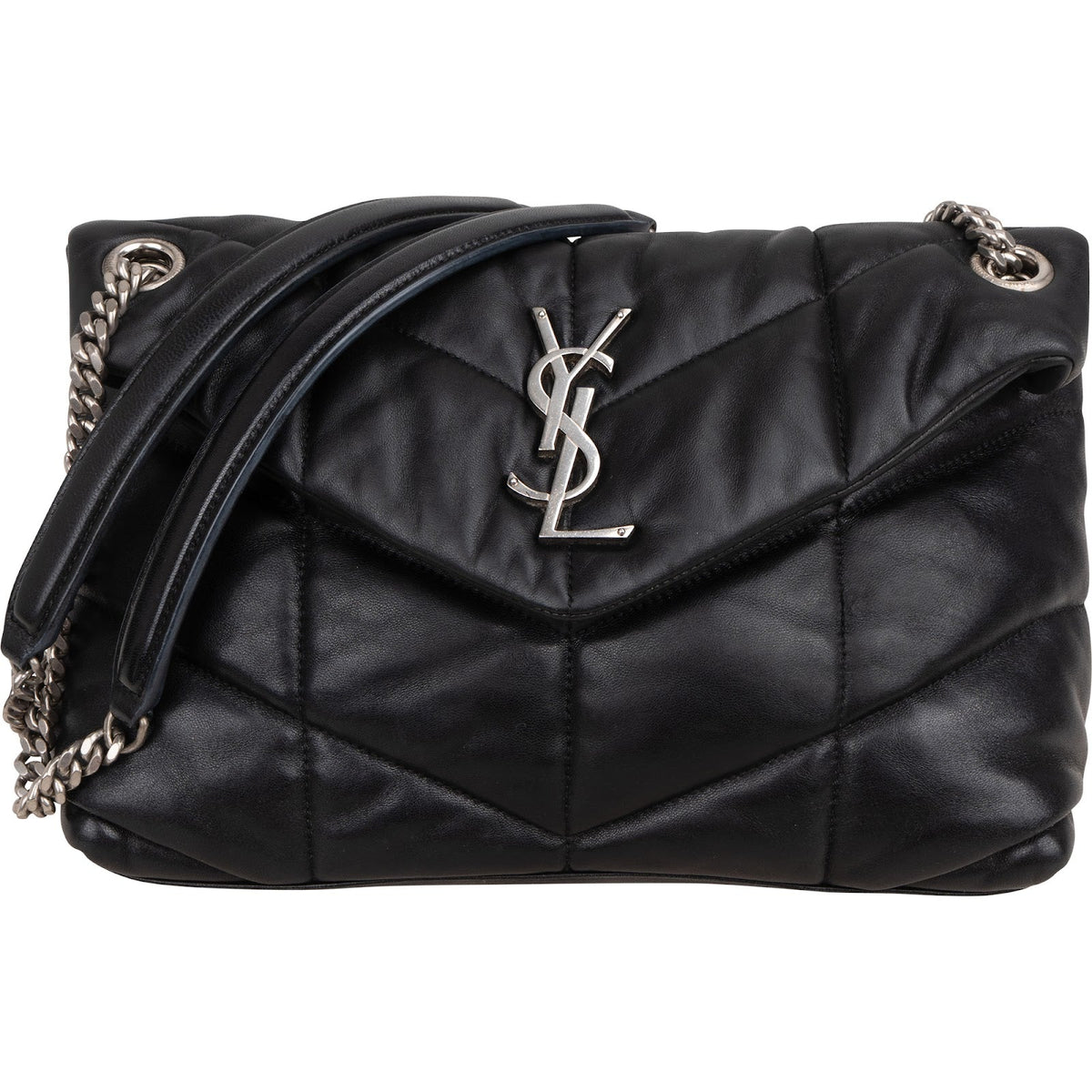 Saint Laurent Loulou Puffer aus gestepptem Leder – Vorderansicht