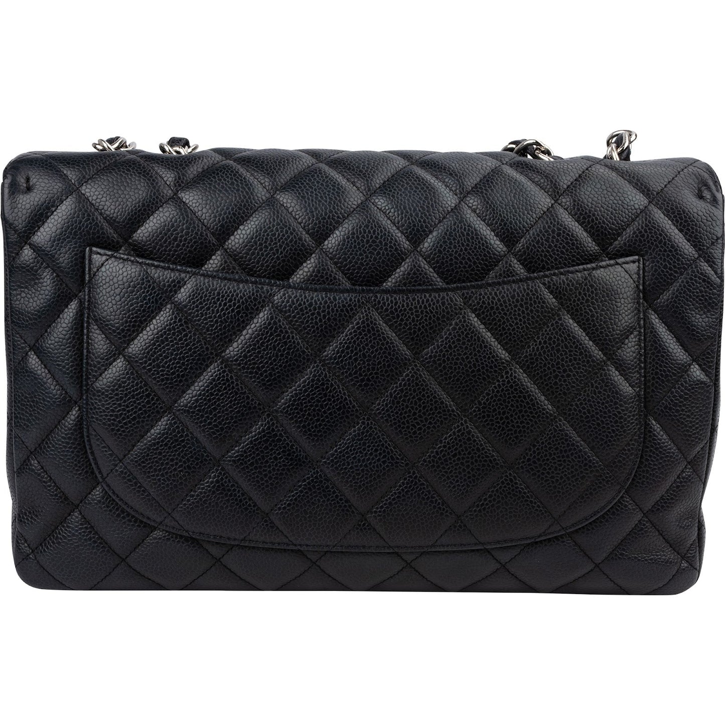 Chanel Quilted Caviar Leather Palladium Jumbo Single Flap Crossbody Bag