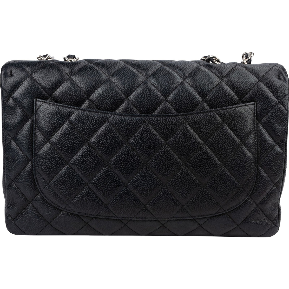 Chanel Quilted Caviar Leather Palladium Jumbo Single Flap Crossbody Bag