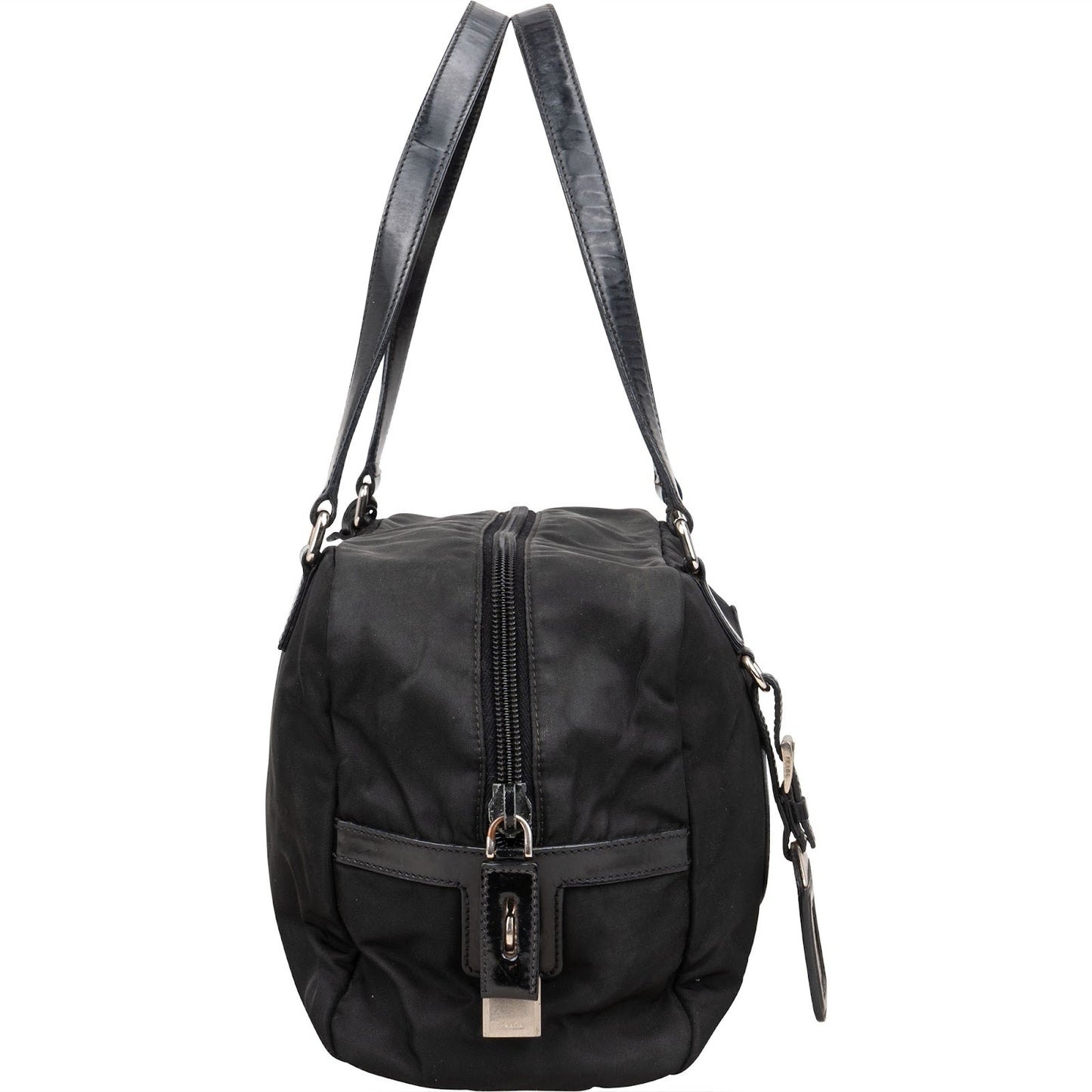 Prada Tessuto Patent Leather Emblem Satchel Handbag