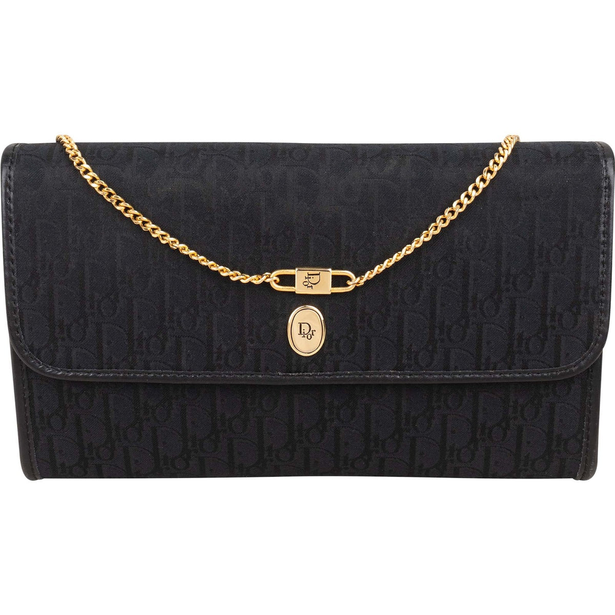 Christian Dior Monogram Oblique Canvas Vintage Chain Crossbody Bag