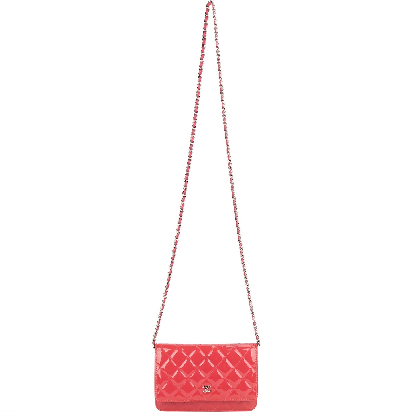 Chanel Quilted Patent Leather Wallet On Chain Crossbody Bag