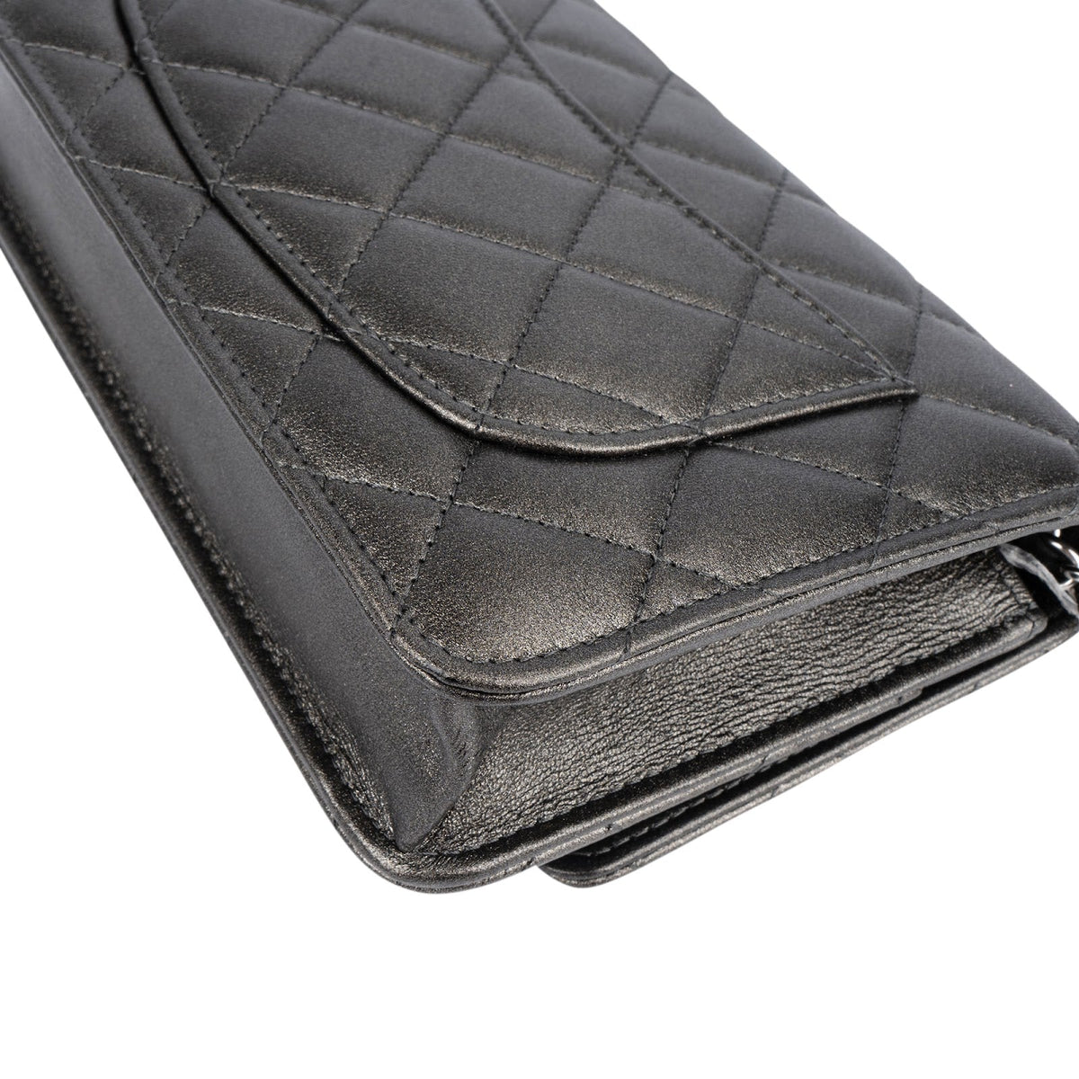 Chanel Quilted Metallic Lambskin Leather Wallet On Chain Crossbody Bag
