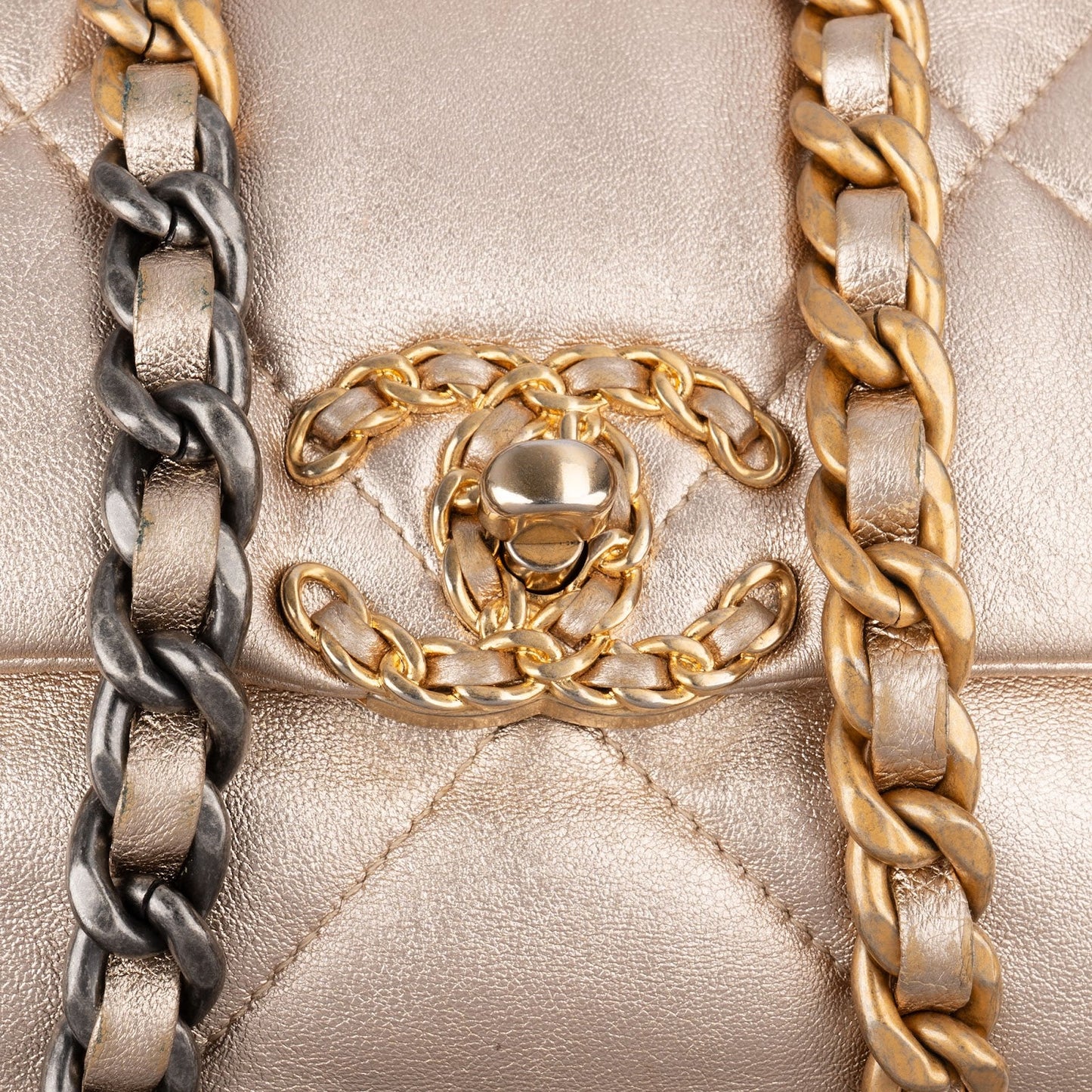 Chanel 19 Quilted Metallic Lambskin Chanel Single Flap Crossbody Bag