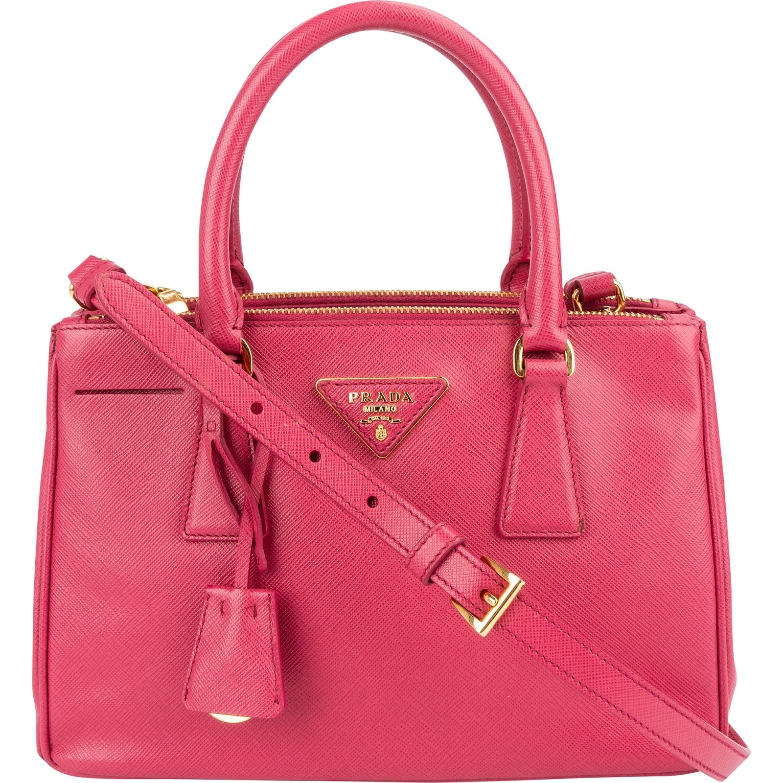 Prada Pink Saffiano Leather Small Galleria Handbag