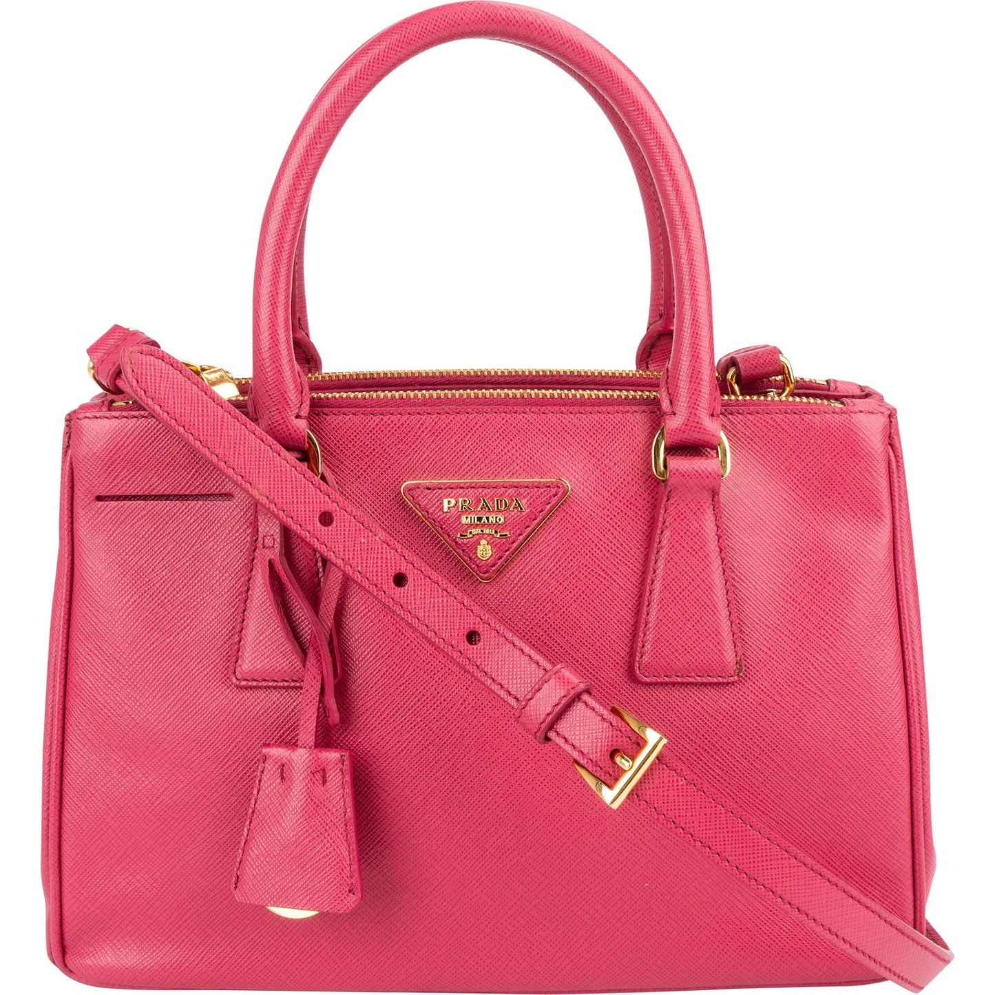 Prada Pink Saffiano Leather Small Galleria Handbag