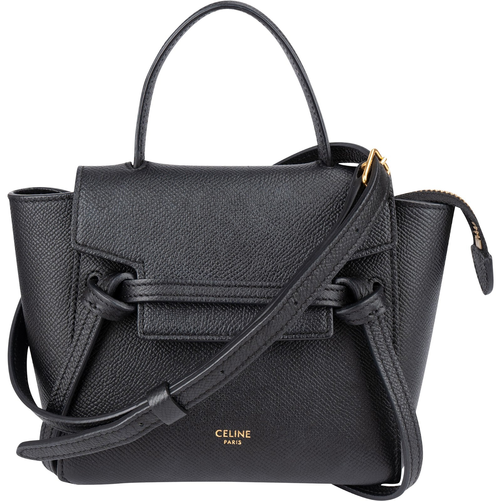 Celine Black Grained Calfskin Pico Mini Belt Handbag