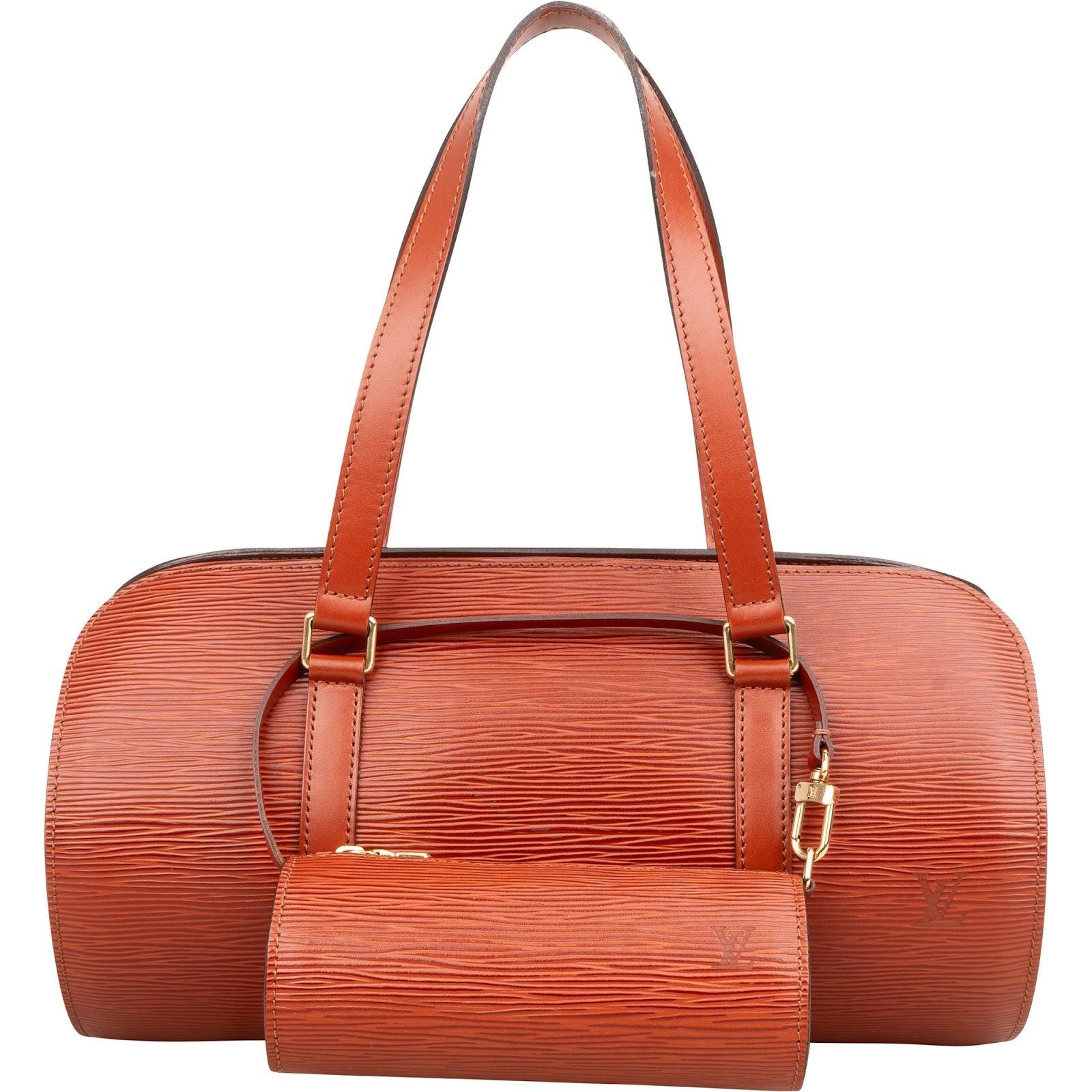Louis Vuitton Cognac Epi Leather Soufflot Set Handbag