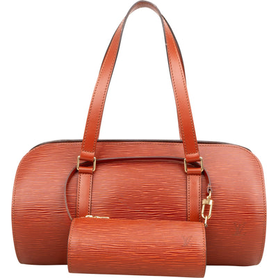 Louis Vuitton Cognac Epi Leather Soufflot Set Handbag
