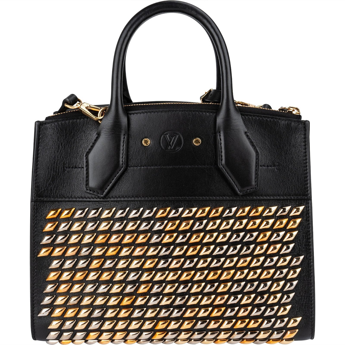 Louis Vuitton City Steamer PM mit Nieten aus schwarzem Leder – Ansicht 5