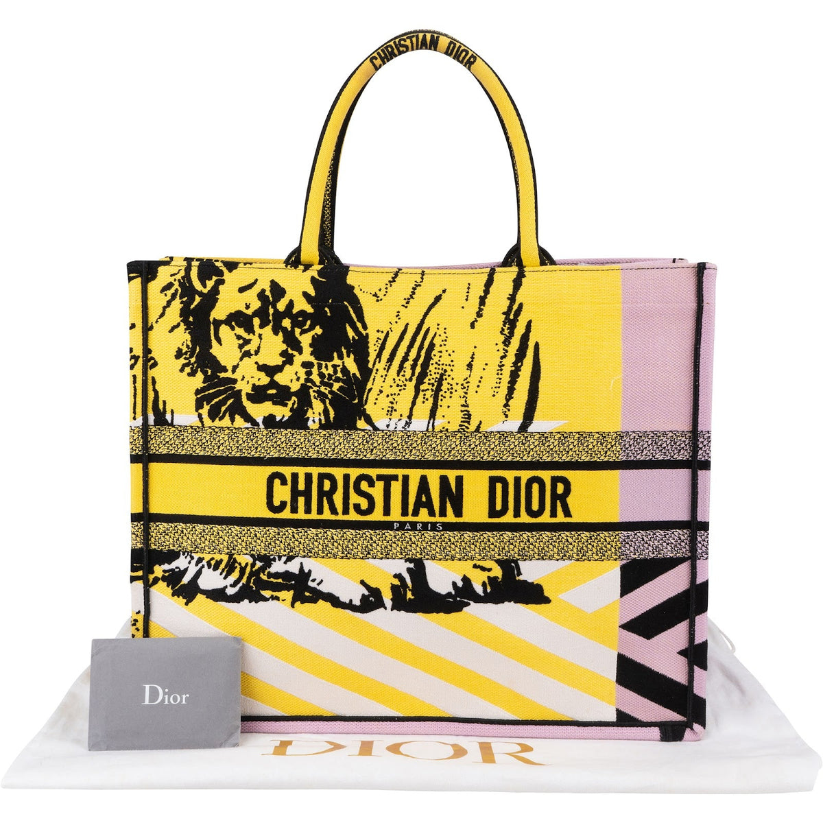 Christian Dior Embroidered Canvas D-Jungle Pop Book Tote Handbag