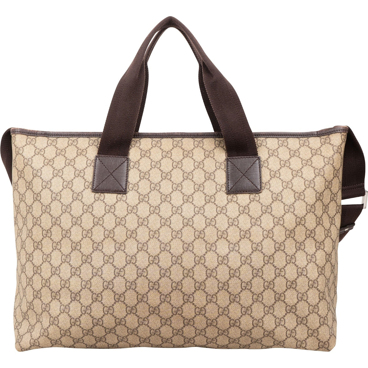 Gucci Monogram GG Supreme Large Tote Crossbody Handbag