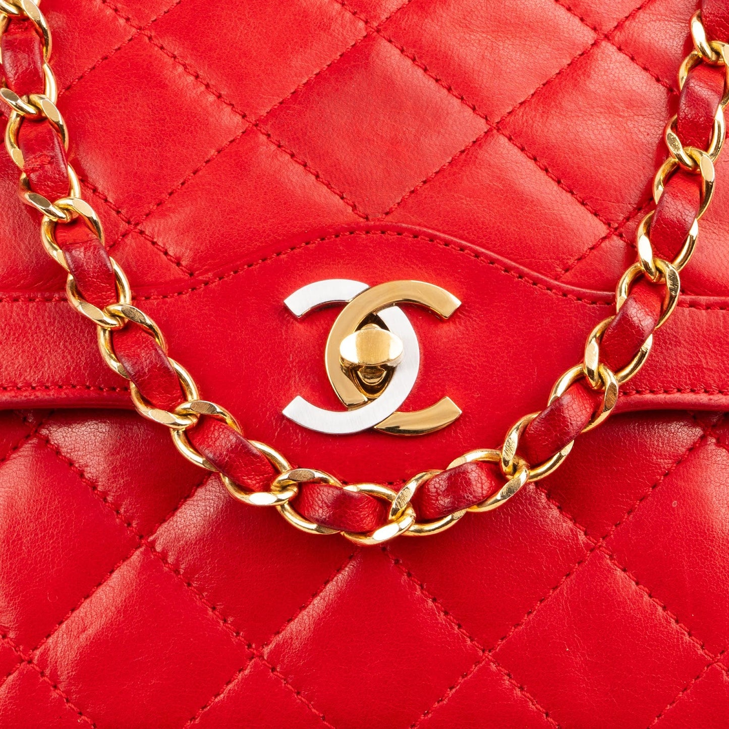 Chanel Quilted Lambskin Bicolor Double Flap Crossbody Bag