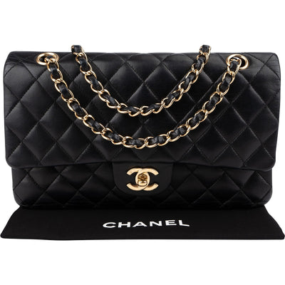 Chanel Quilted Lambskin CC Medium Double Flap Shoulder Bag