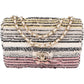 Chanel Sequin Multicolor Striped Small Single Flap Crossbody Bag