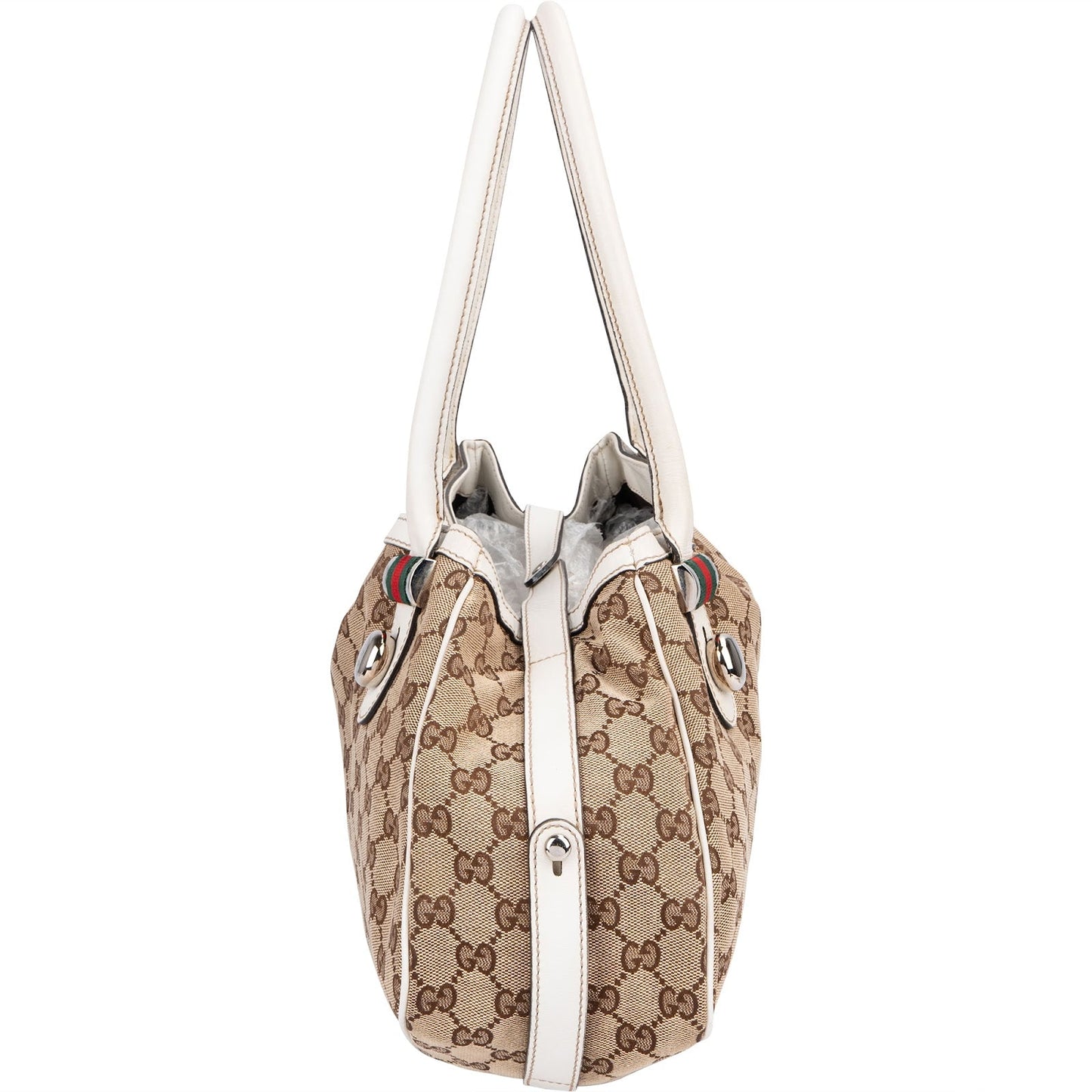Gucci Monogram GG Canvas Web Stripe Tote Shoulder Bag