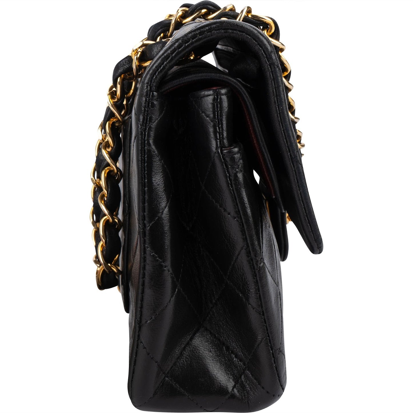 Chanel Quilted Lambskin 24K Gold Small Double Flap Shoulder Bag