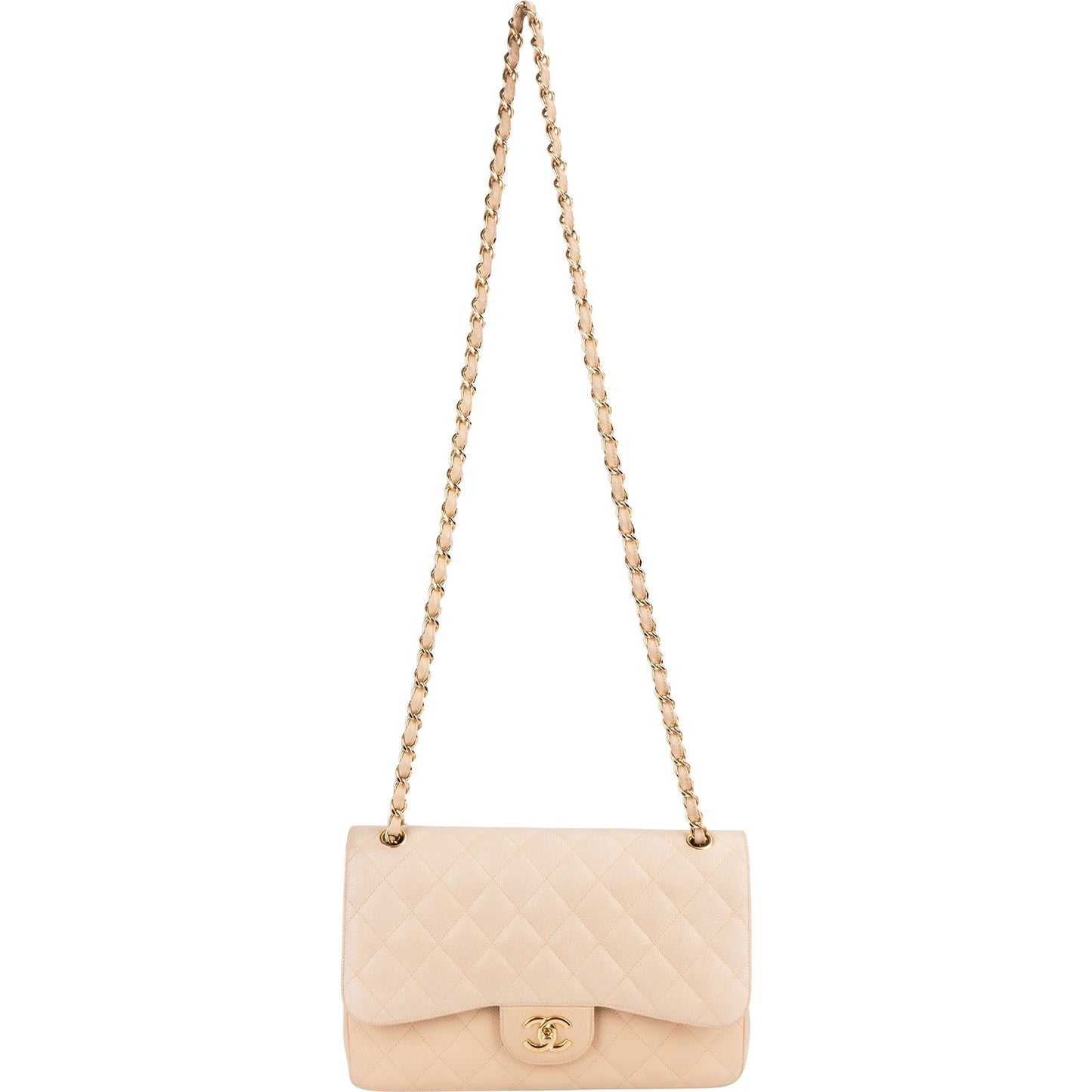 Chanel Caviar Leather Jumbo Double Flap Shoulder Crossbody Bag