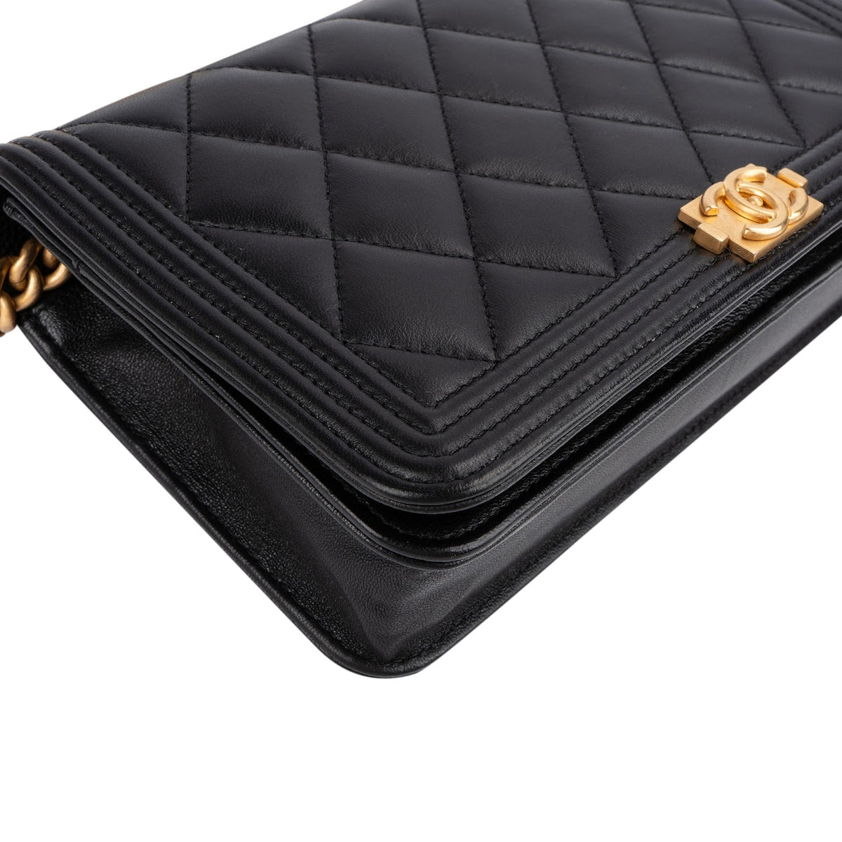 Chanel Quilted Lambskin Small Boy Wallet On Chain Crossbody Bag