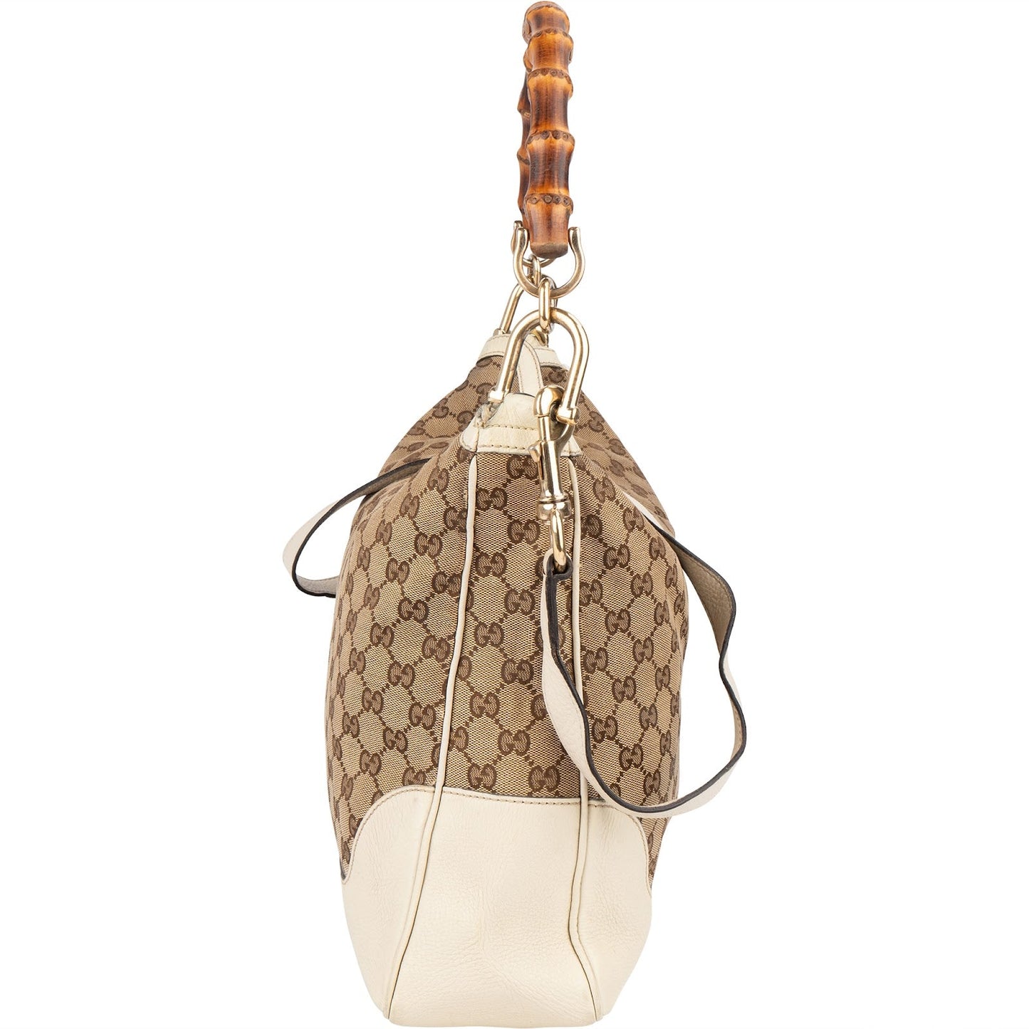 Gucci Monogram GG Canvas Bamboo Hobo Shoulder Bag