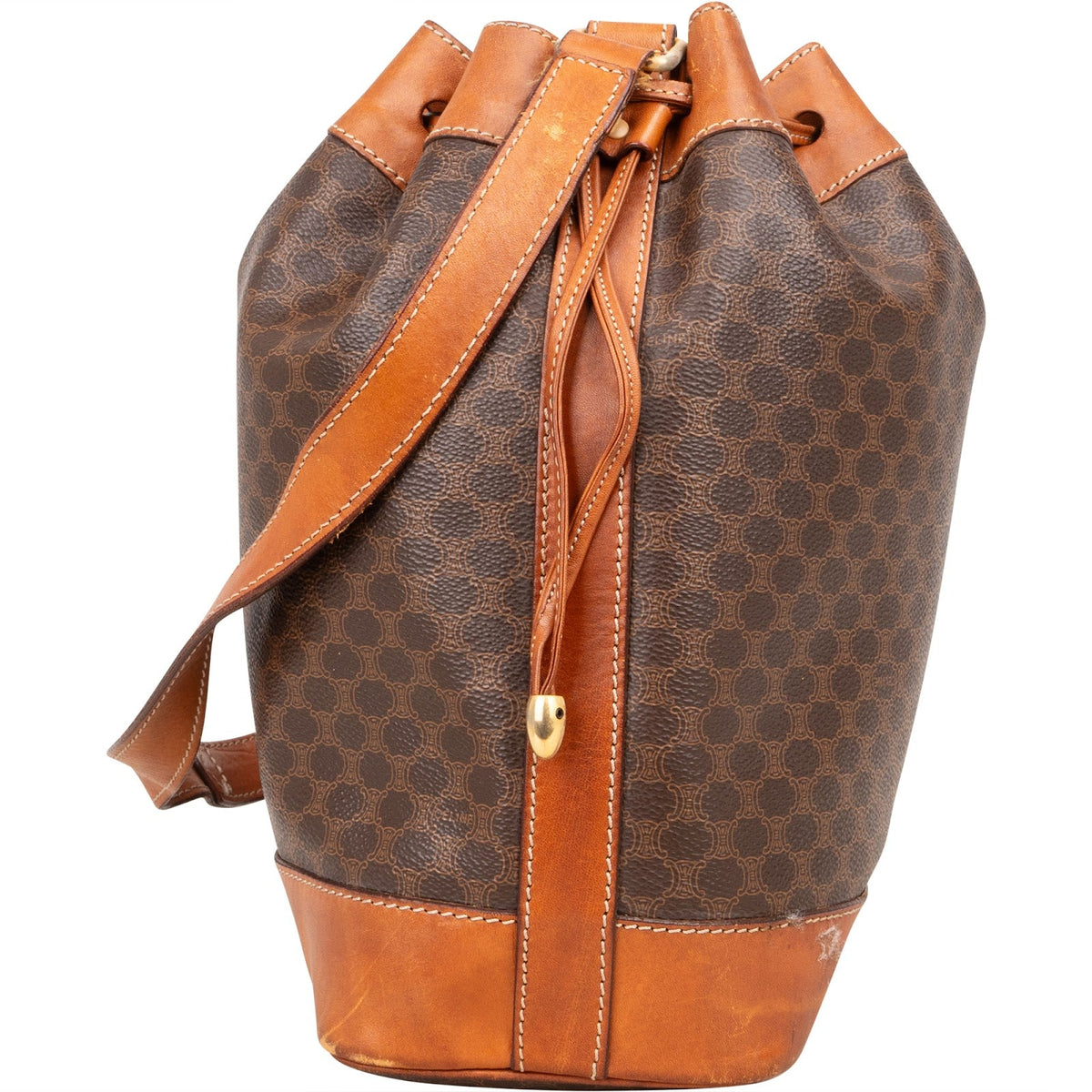 Celine Macadam Canvas Drawstring Bucket Shoulder Bag