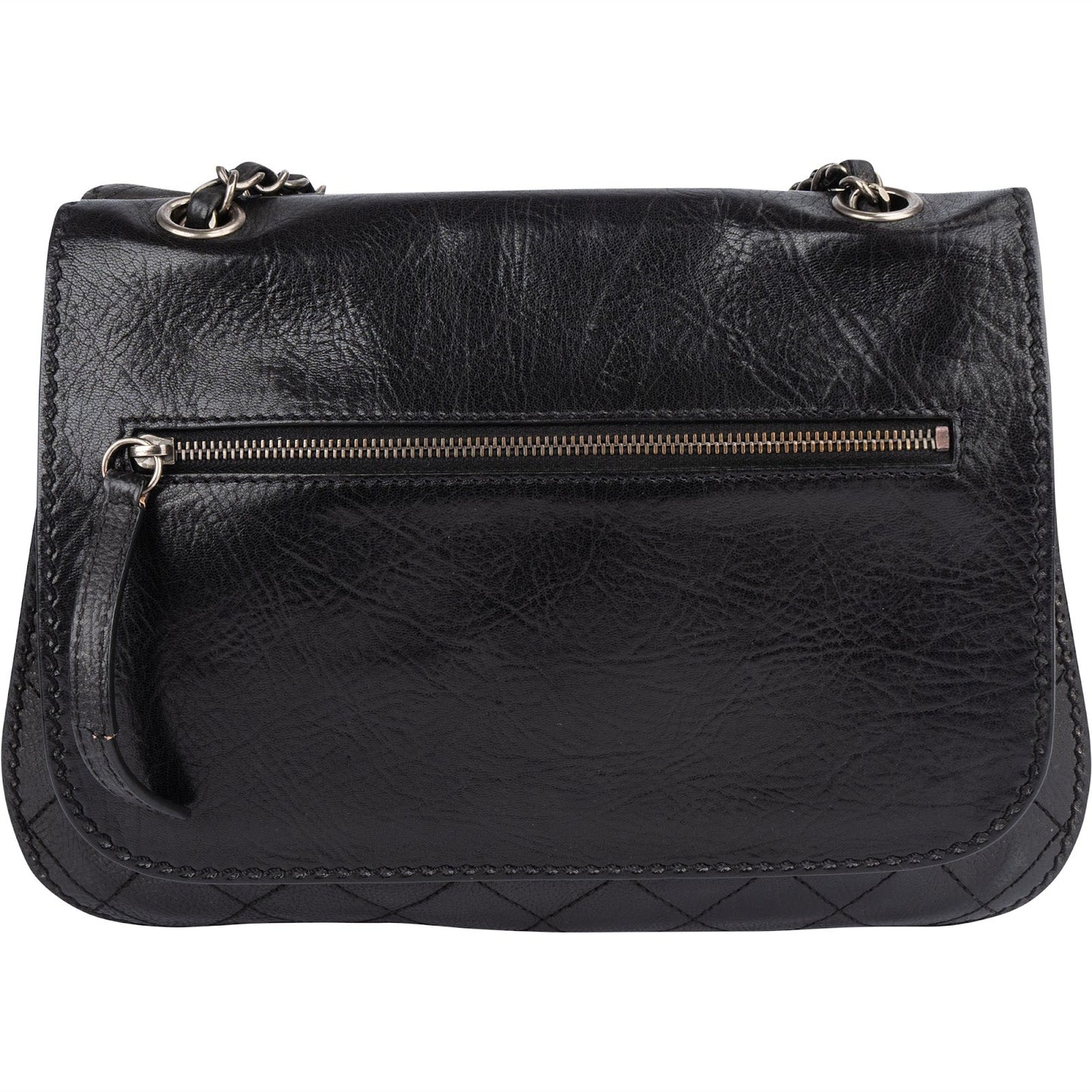 Chanel Quilted Leather Half Moon Single Flap Crossbody Bag