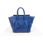 Céline Bleu Grained Calfskin Luggage Handbag