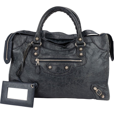 Balenciaga Dark Blue Leather City Handbag