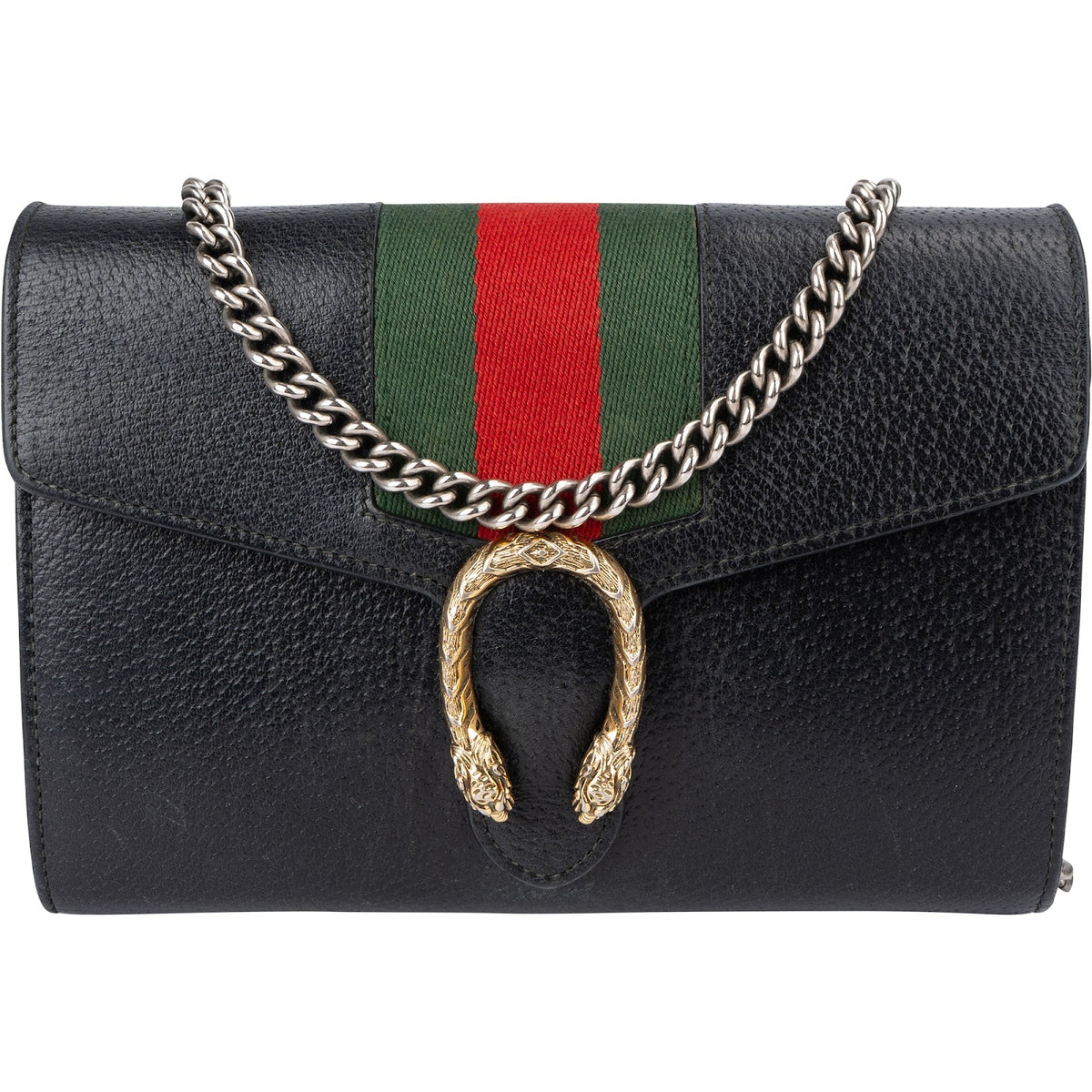 Gucci Leather Dionysus Web Stripe Wallet On Chain Crossbody Bag