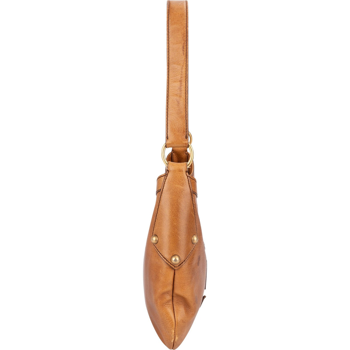 Yves Saint Laurent Leather Stitched Emblem Hobo Shoulder Bag