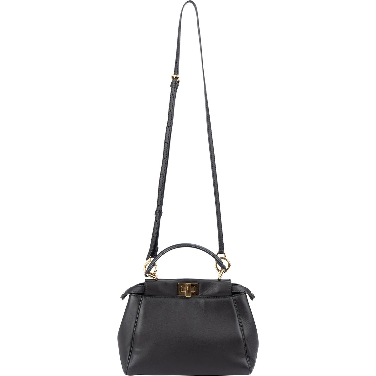 Fendi Black Leather Peekaboo Small Handbag