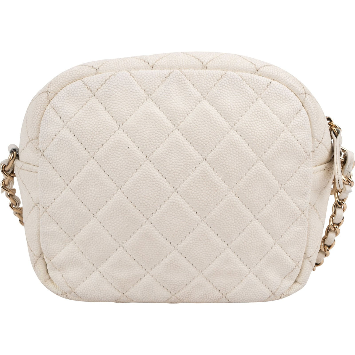 Chanel Quilted Caviar Leather Small Round Camera Crossbody Bag