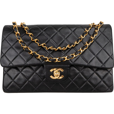 Chanel Quilted Lambskin Medium 24K Gold Double Flap Shoulder Bag