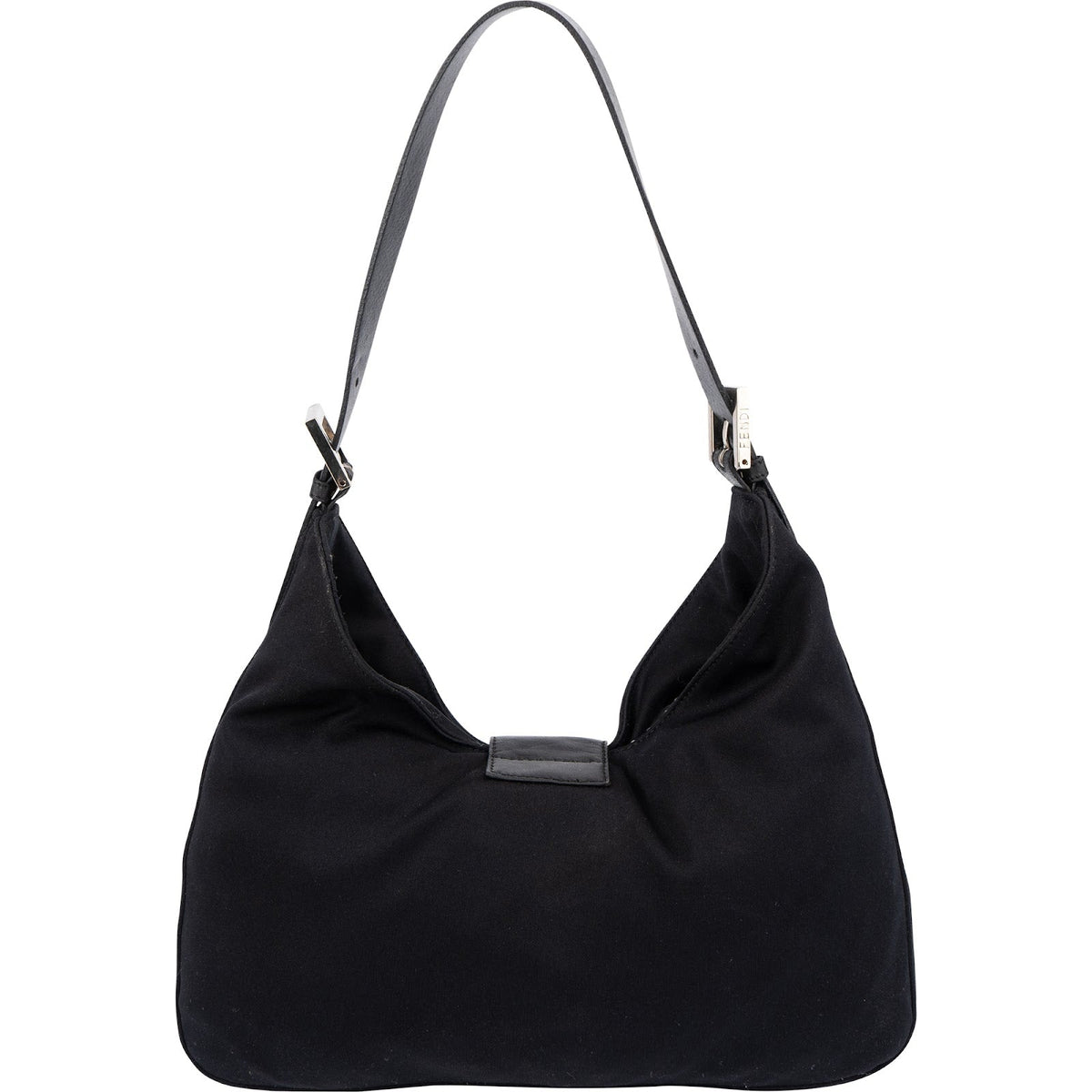 Fendi Black Cotton Baguette Buckel Shoulder Bag