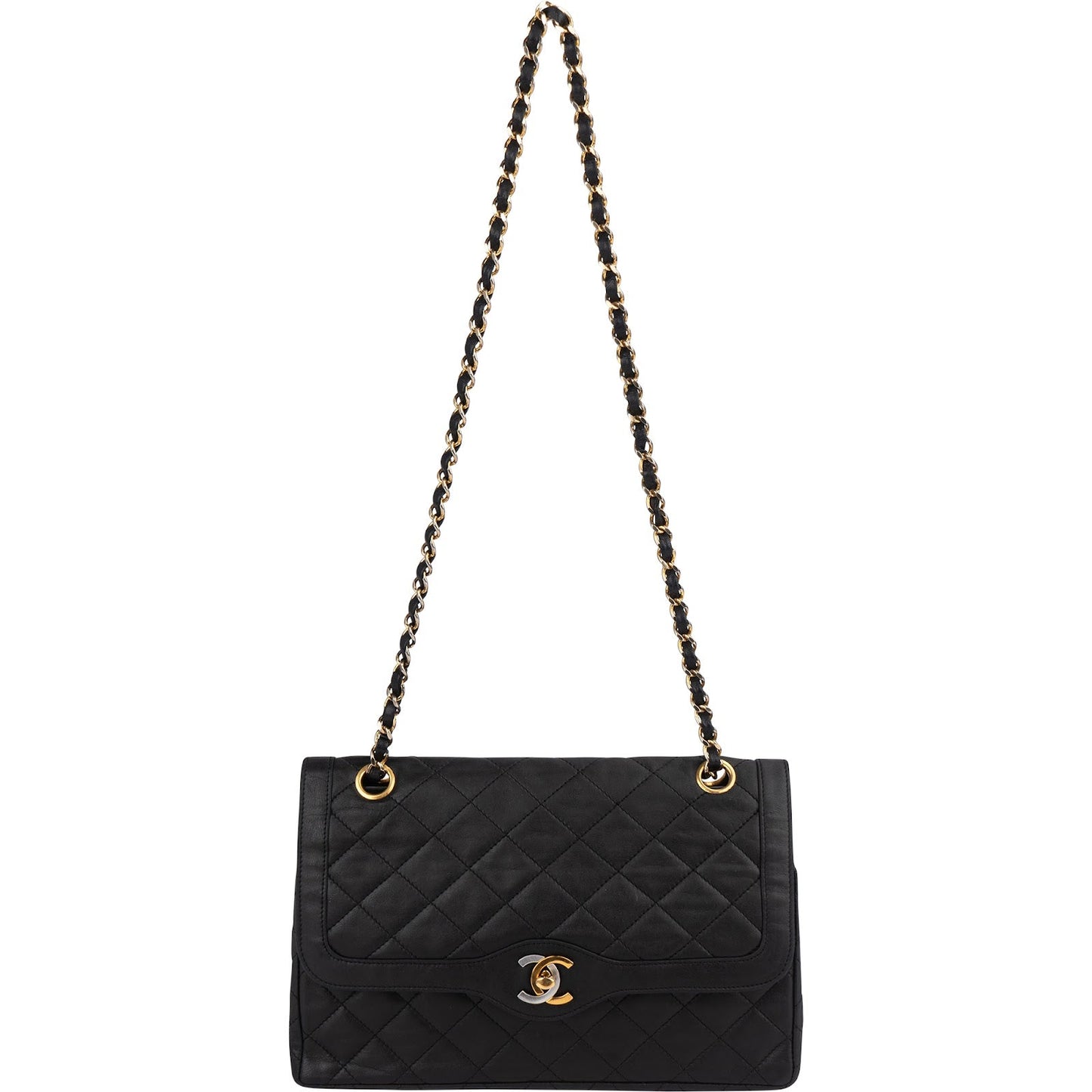 Chanel Quilted Lambskin Bicolor Double Flap Shoulder Bag