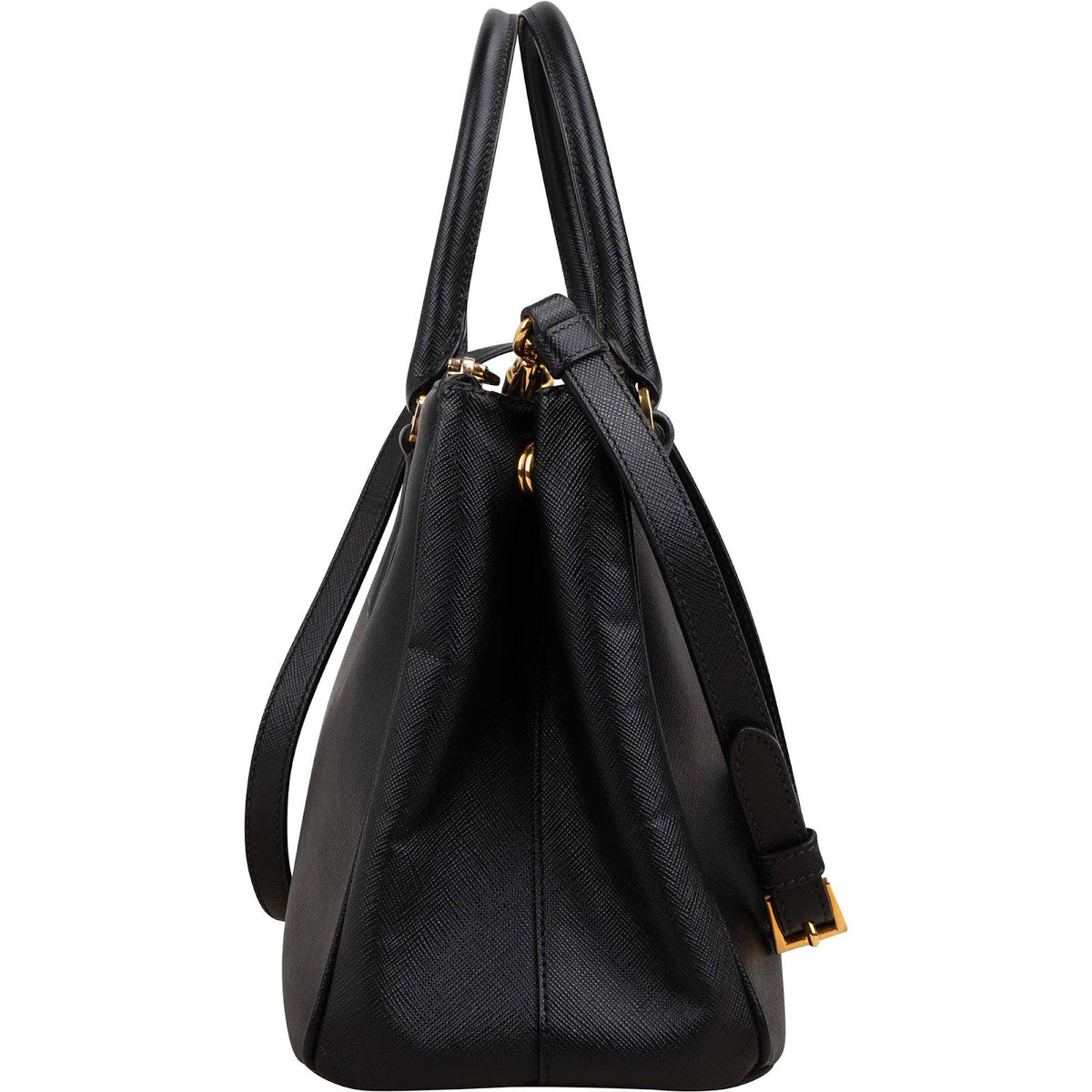 Prada Noir Saffiano Leather Small Galleria Handbag