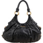 Miu Miu Vitello Lux Leather Pleated Hobo Handbag