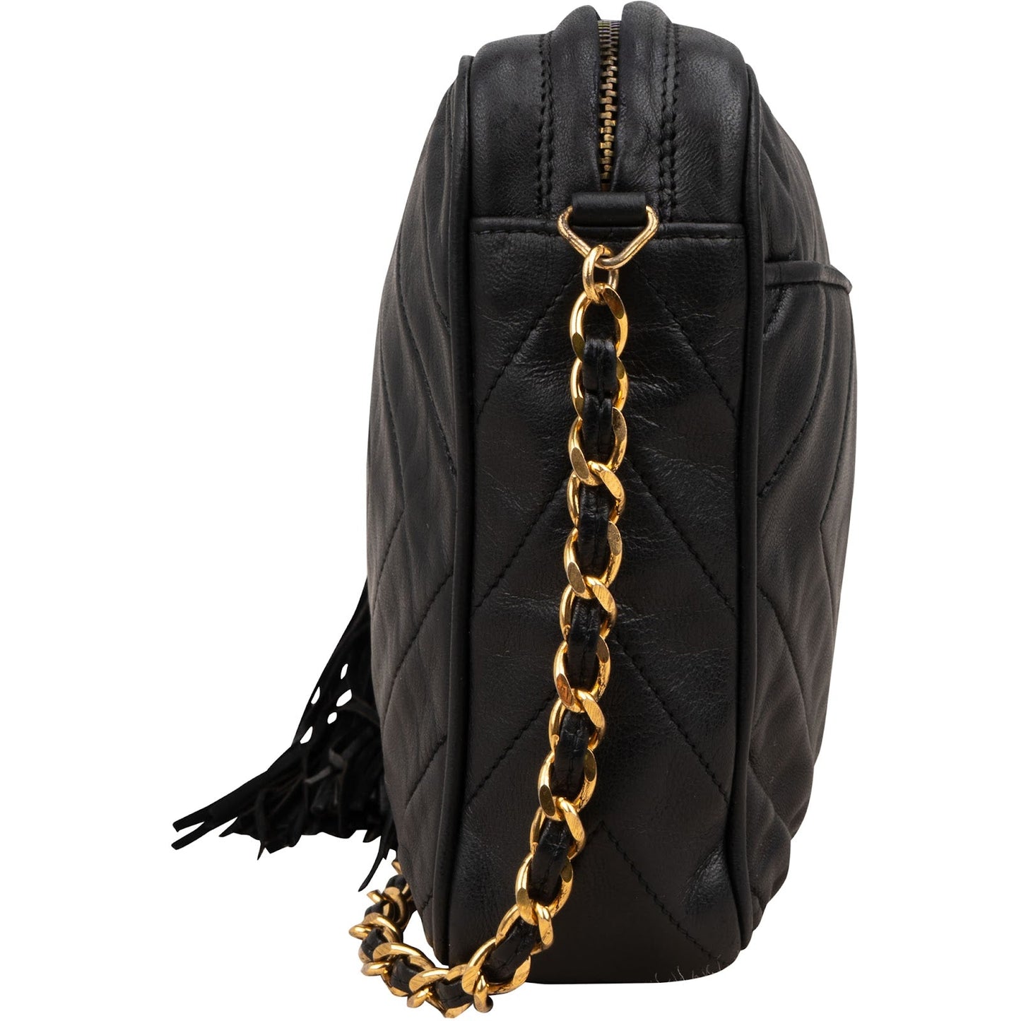 Chanel Quilted Lambskin CC Tassel Crossbody Bag