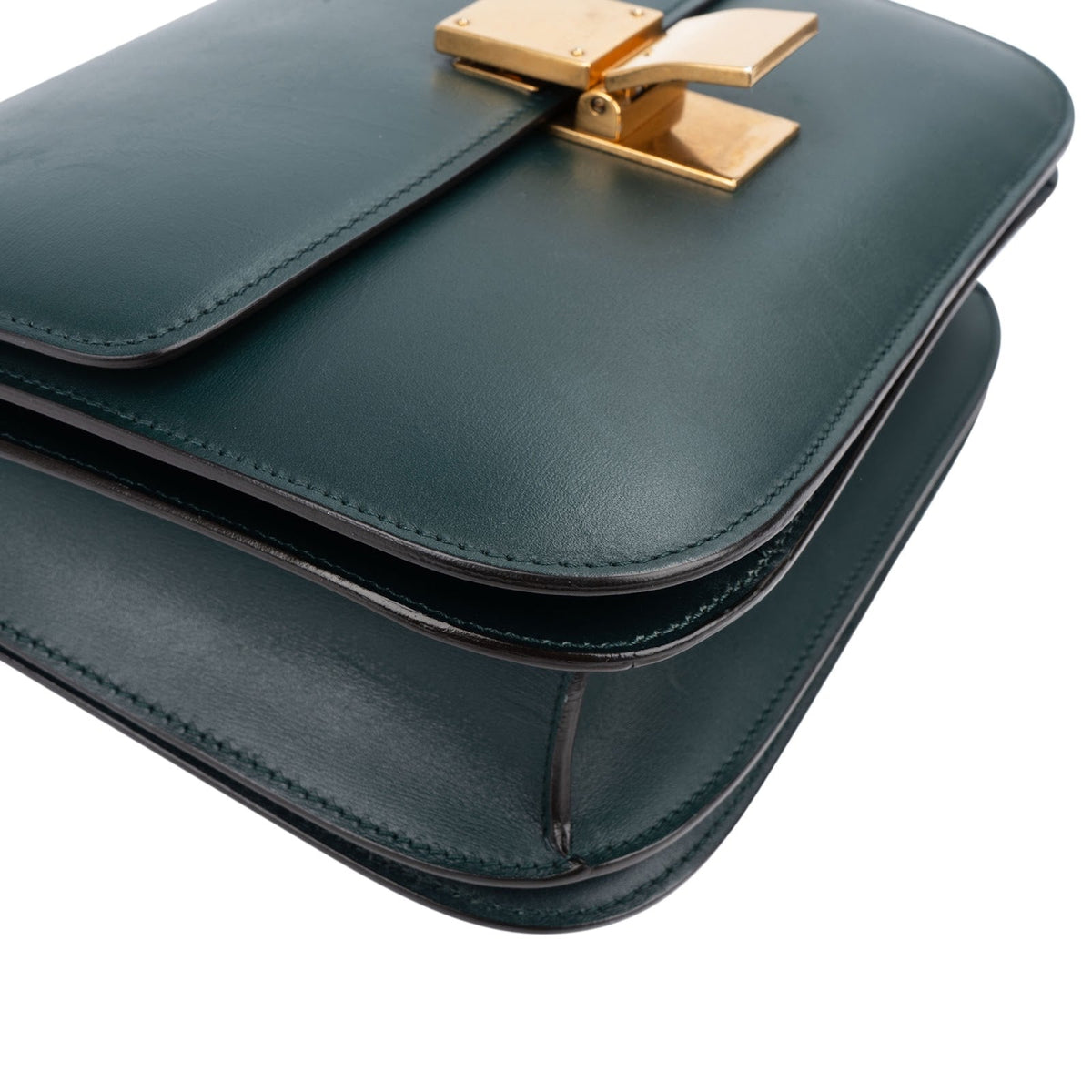 Celine Classic Box Medium aus dunkelgrünem Box-Kalbsleder – Ansicht 6