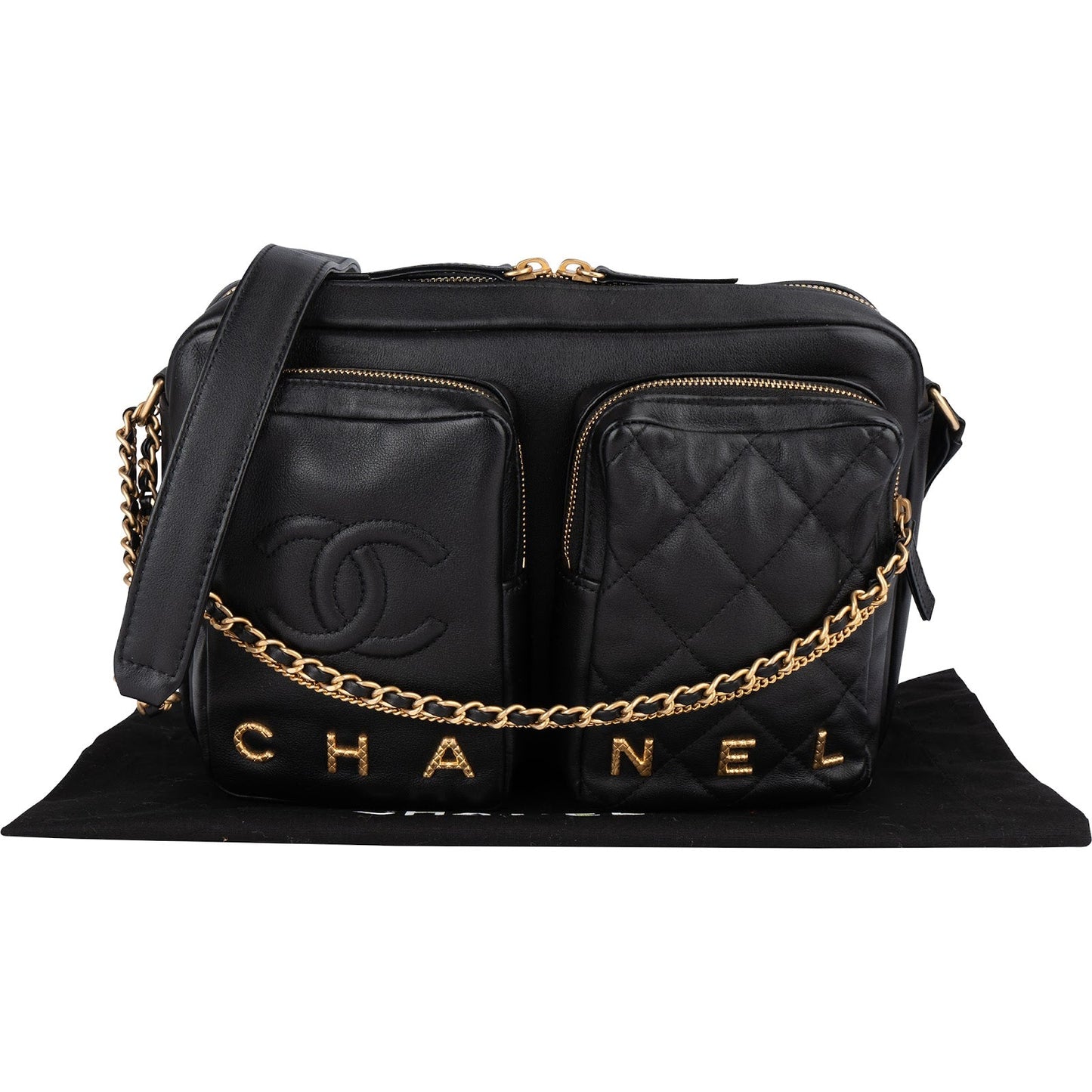 Chanel Quilted Lambskin CC Multi-Pocket Camera Crossbody Bag