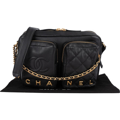 Chanel Quilted Lambskin CC Multi-Pocket Camera Crossbody Bag