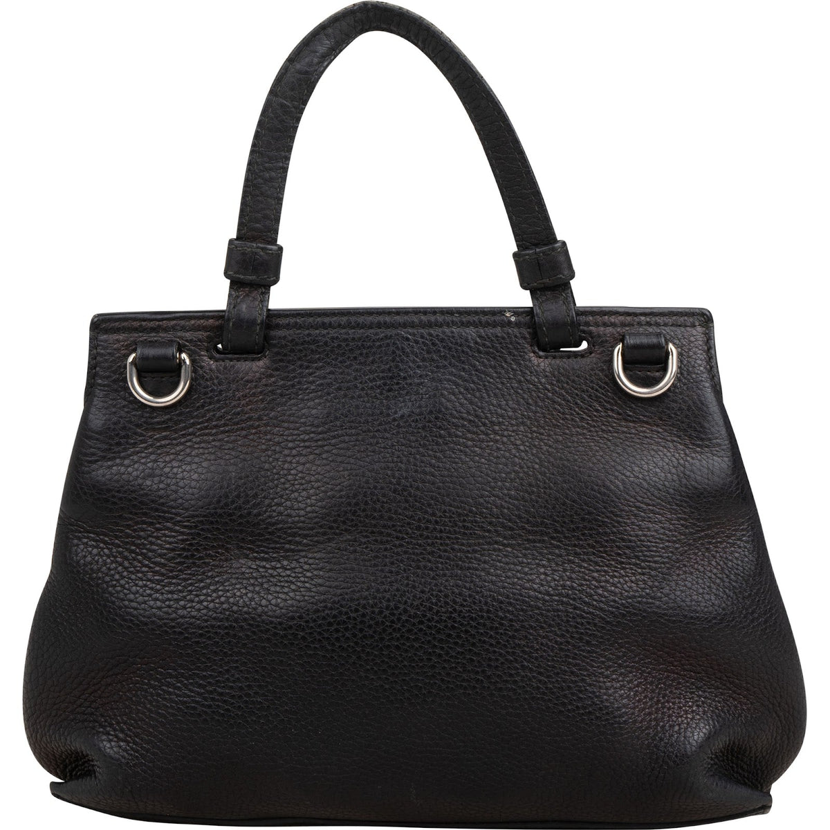 Gucci Bamboo aus schwarzem genarbtem Leder – Ansicht 4