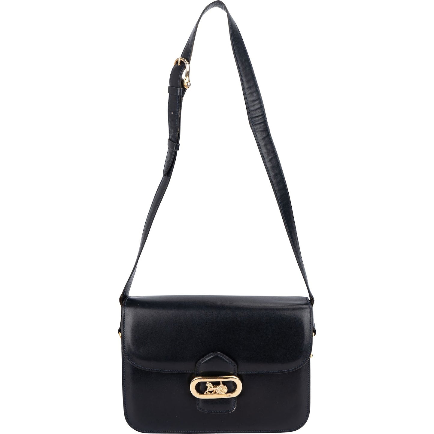 Celine Blue Boxcalf Carriage Triomphe Shoulder Bag