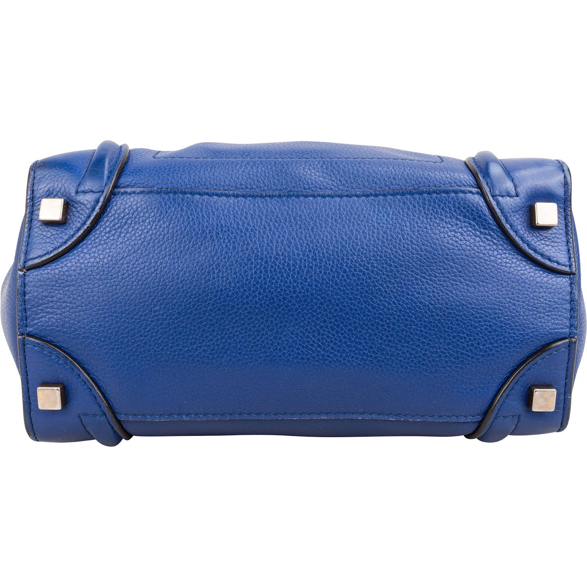 Céline Bleu Grained Calfskin Luggage Handbag