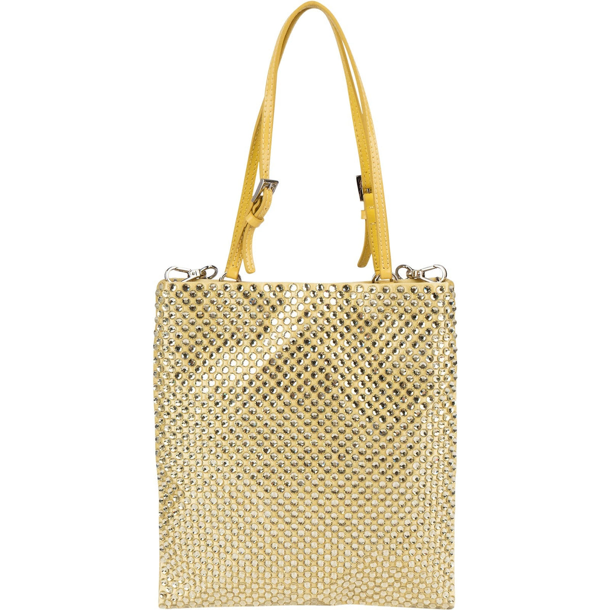 Prada Crystal Embellished Satin Small Tote Handbag