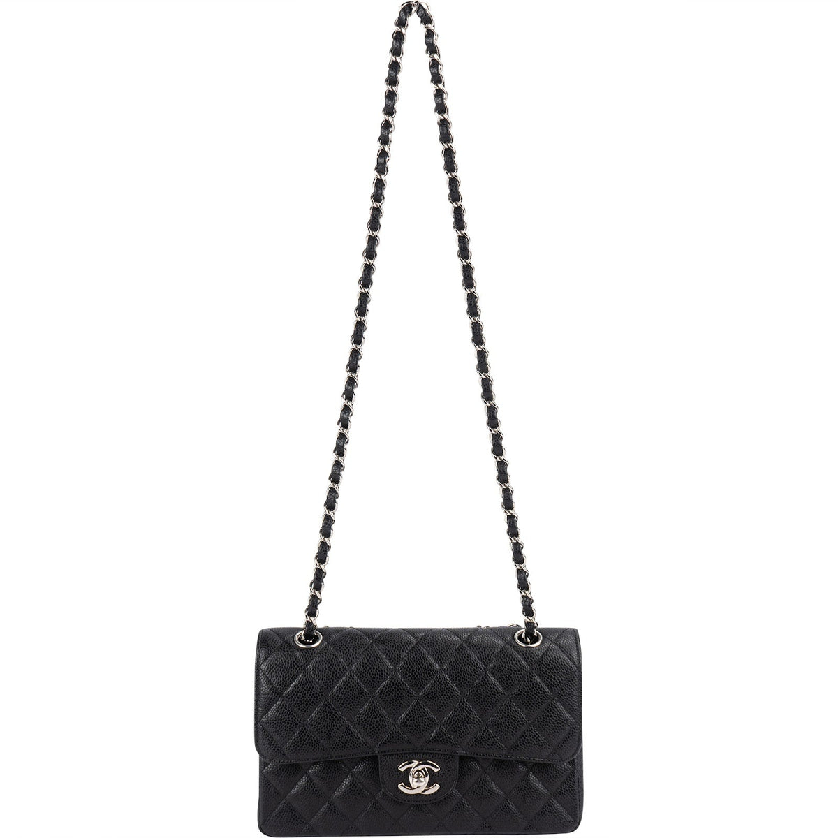 Chanel Quilted Caviar Leather Small Double Flap Shoulder Bag