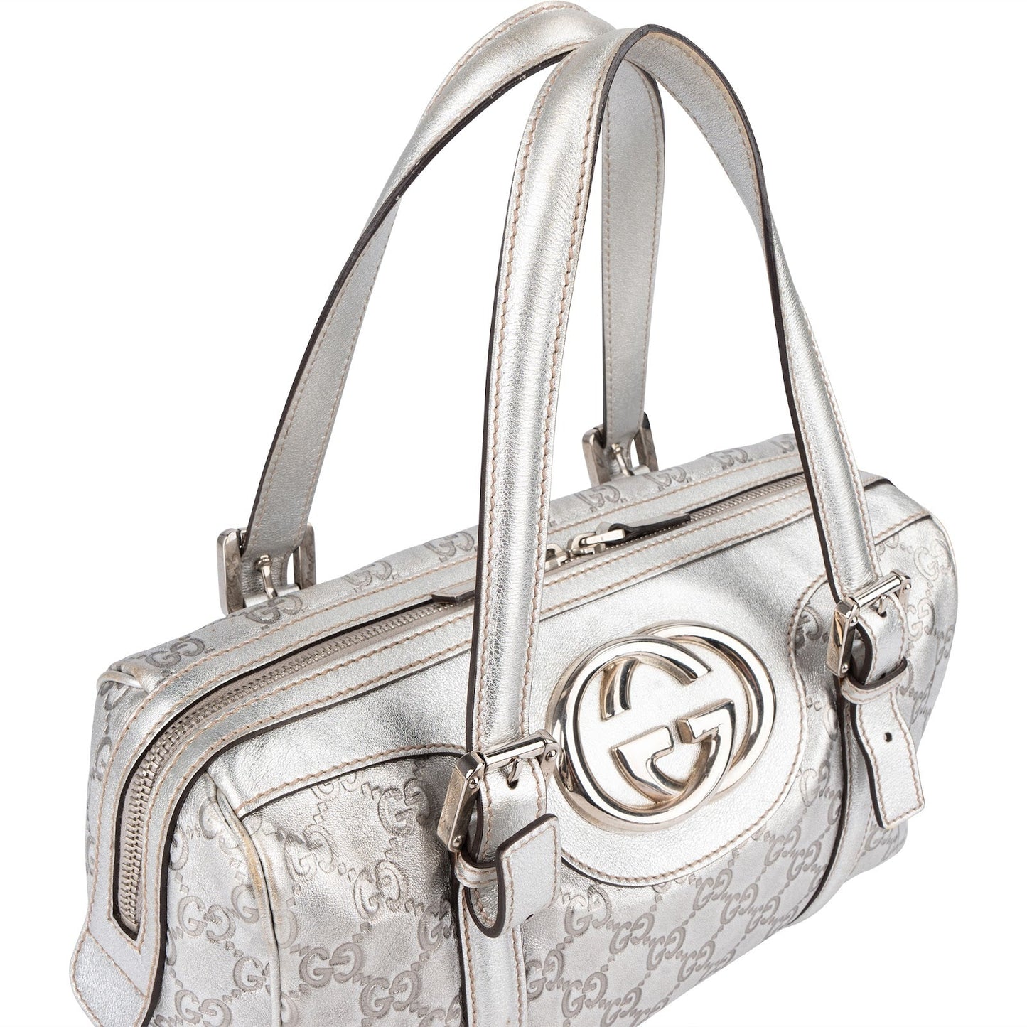 Gucci Leather Monogram Interlocking G Boston Bag Handbag